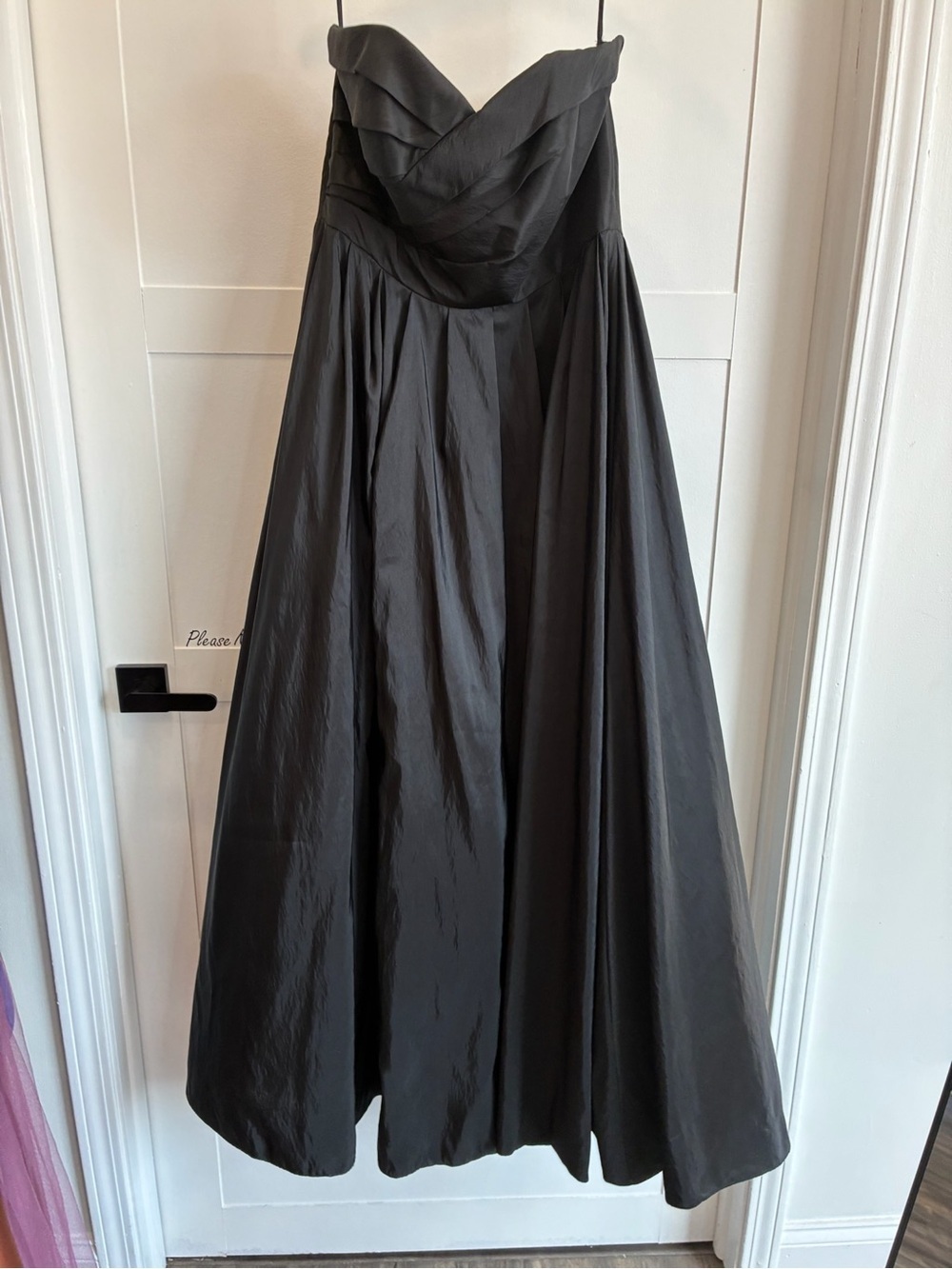 Andrew Adela black Strapless Maxi Gown with Draped Sweetheart Bodice